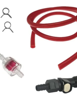 6mm Benzinschlauch Rot + Schnelltrennkupplung / Schnellverschluss Kupplung Preiswert