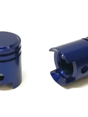 2x Ventilkappen Ventil Deckel Kolben Blau für Roller Mofa Moped Echt