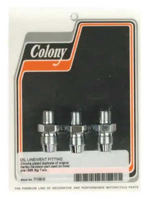 Colony Ölleitungsfittinge f. Öltank Chrom, f. Harley-Davidson 36-64 Big Twin Solange Der Vorrat Reicht