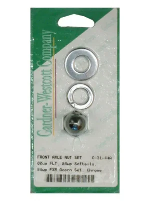 Achsmutter Kit Acron, Vorderrad, Chrom, für Harley-Davidson FX, FXR, XL 73-87 Beliebt