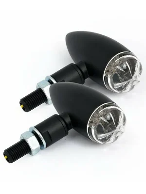 Abverkauf Blinker Micro Bullet klar, Schwarz, LED für Harley-Davidson mit E-Prüfzeichen