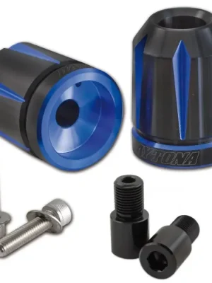 Daytona - Lenkerenden / Lenkergewichte "SCRATCH" blau - schwarz eloxiert YAMAHA M16 System Paar CNC ALU Lenkerenden Lenkergewichte Must-Have