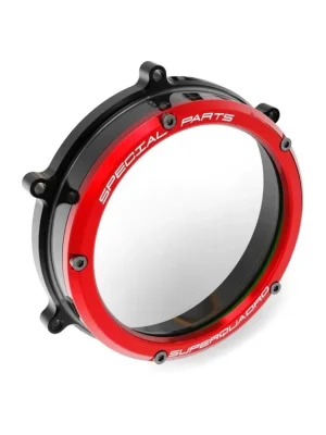 DBK Special Parts CC119902 - Ducati BLACK-RED KLARER KUPPLUNGSDECKEL PANIGALE / STREETFIGHTER passend für Ducati - Modelle Neuheit